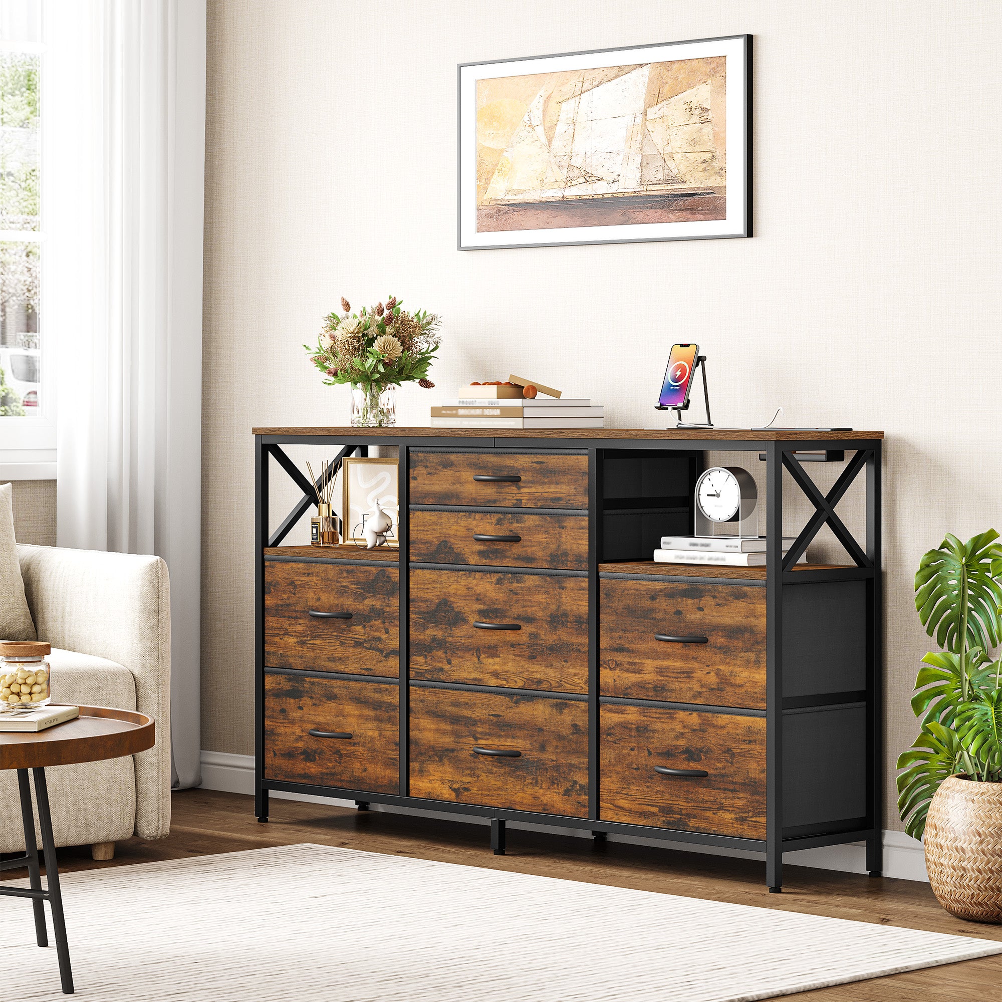 hzuaneri-bedroom-kommode-140cm-vintage-8-schubladen-steckdose-du03801b image 2