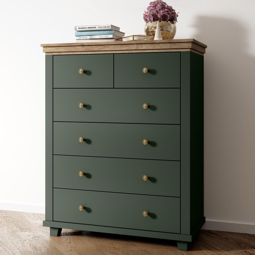 lomadox-schlafen-highboard-6-schubladen-gr-n-eiche-90-cm image 2