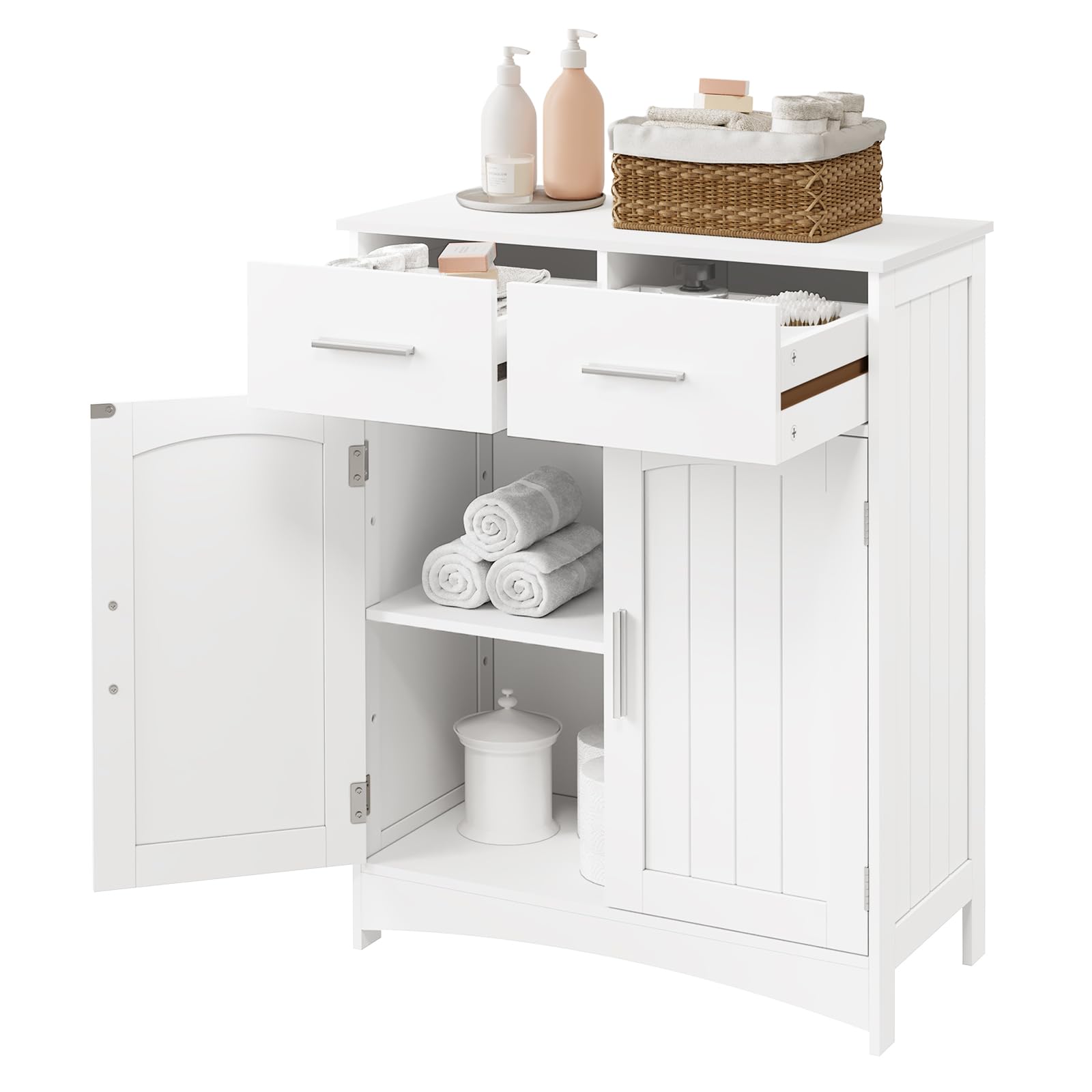 eugad-badschrank-wei-badezimmerschrank-60x76x30-2-schubladen image 1