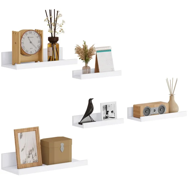 eugad-wandregal-5er-set-wei-mdf-schweberegal-bilderleiste image 1
