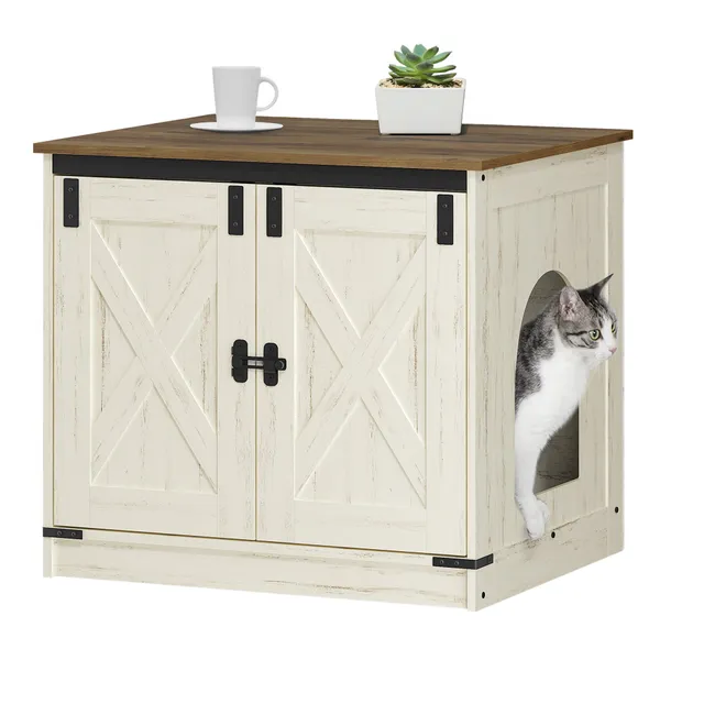 hzuaneri-pet-cb84514x-katzenklo-schrank-rustic-brown-wei-60cm image 1
