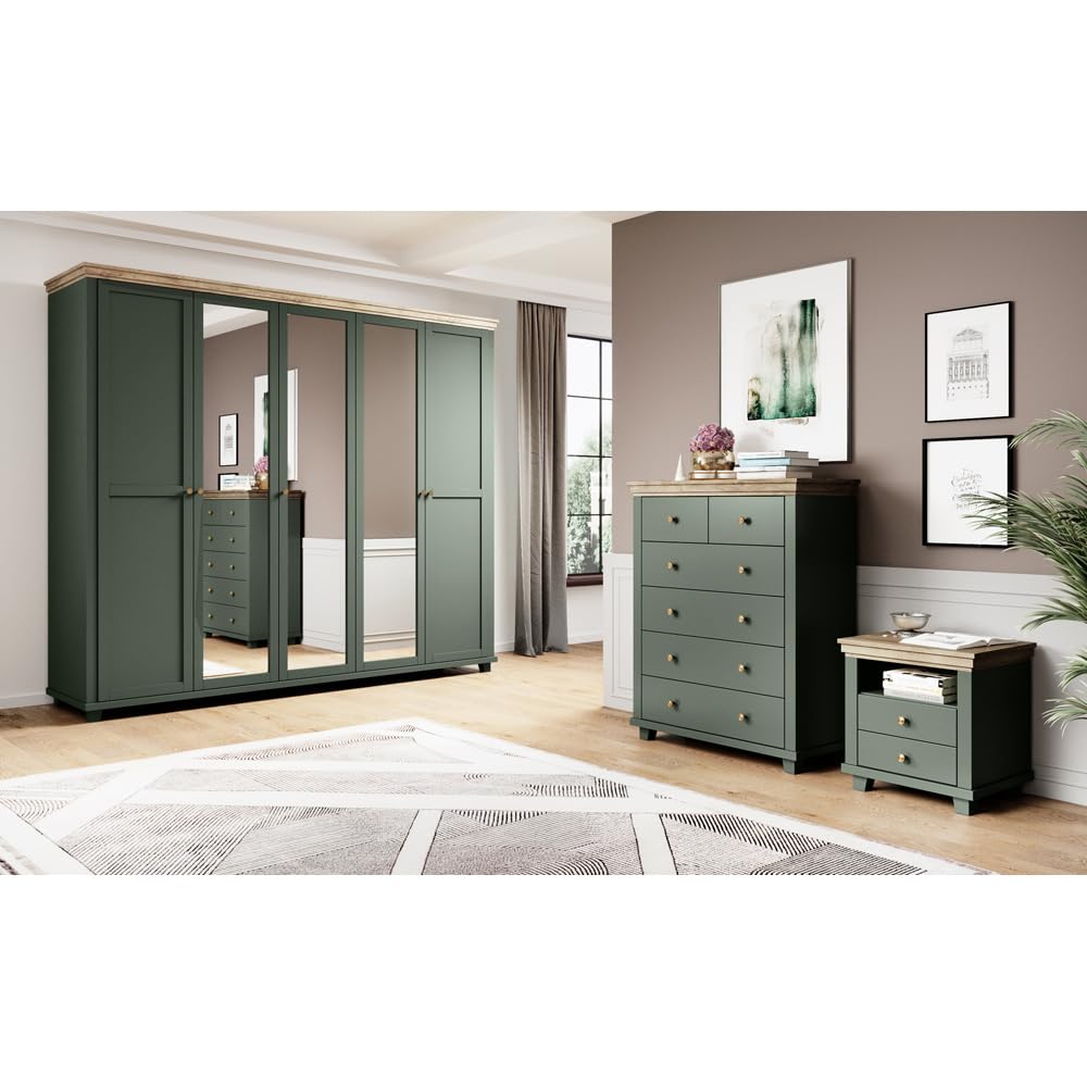 lomadox-schlafen-highboard-6-schubladen-gr-n-eiche-90-cm image 5