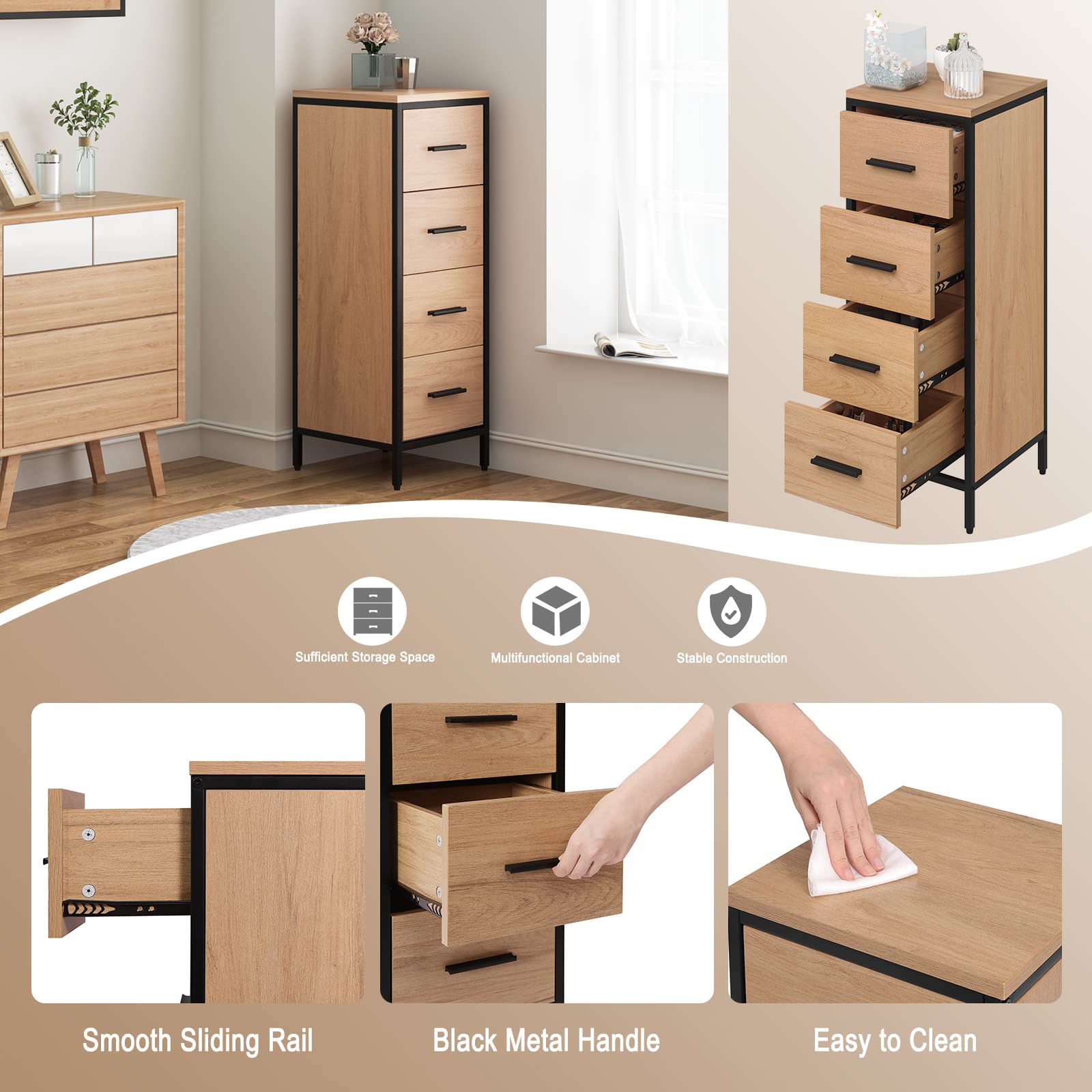 eugad-aufbewahrung-badezimmerschrank-4-schubladen-30x30x82-cm image 4