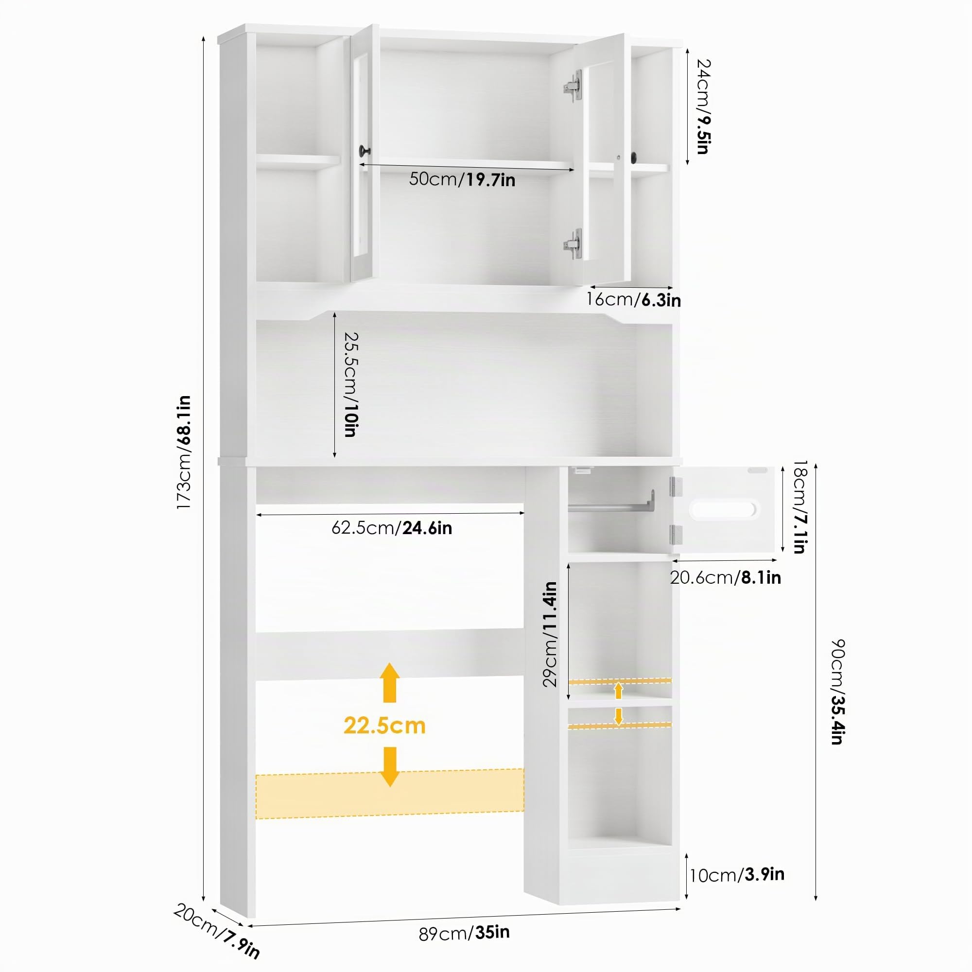forehill-bathroom-shelf-waschmaschinenschrank-wei-mit-t-ren image 3
