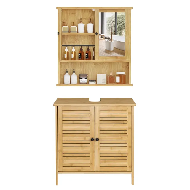 eugad-aufbewahrung-model-5-badm-bel-set-bambus-mit-spiegelschrank image 1