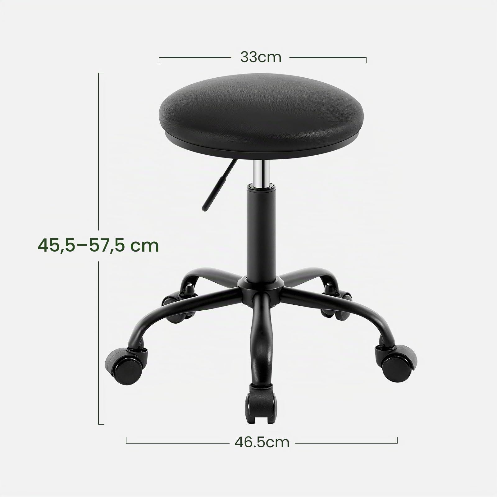 eugad-rollhocker-drehhocker-kunstleder-schwarz-h-henverstellbar image 3