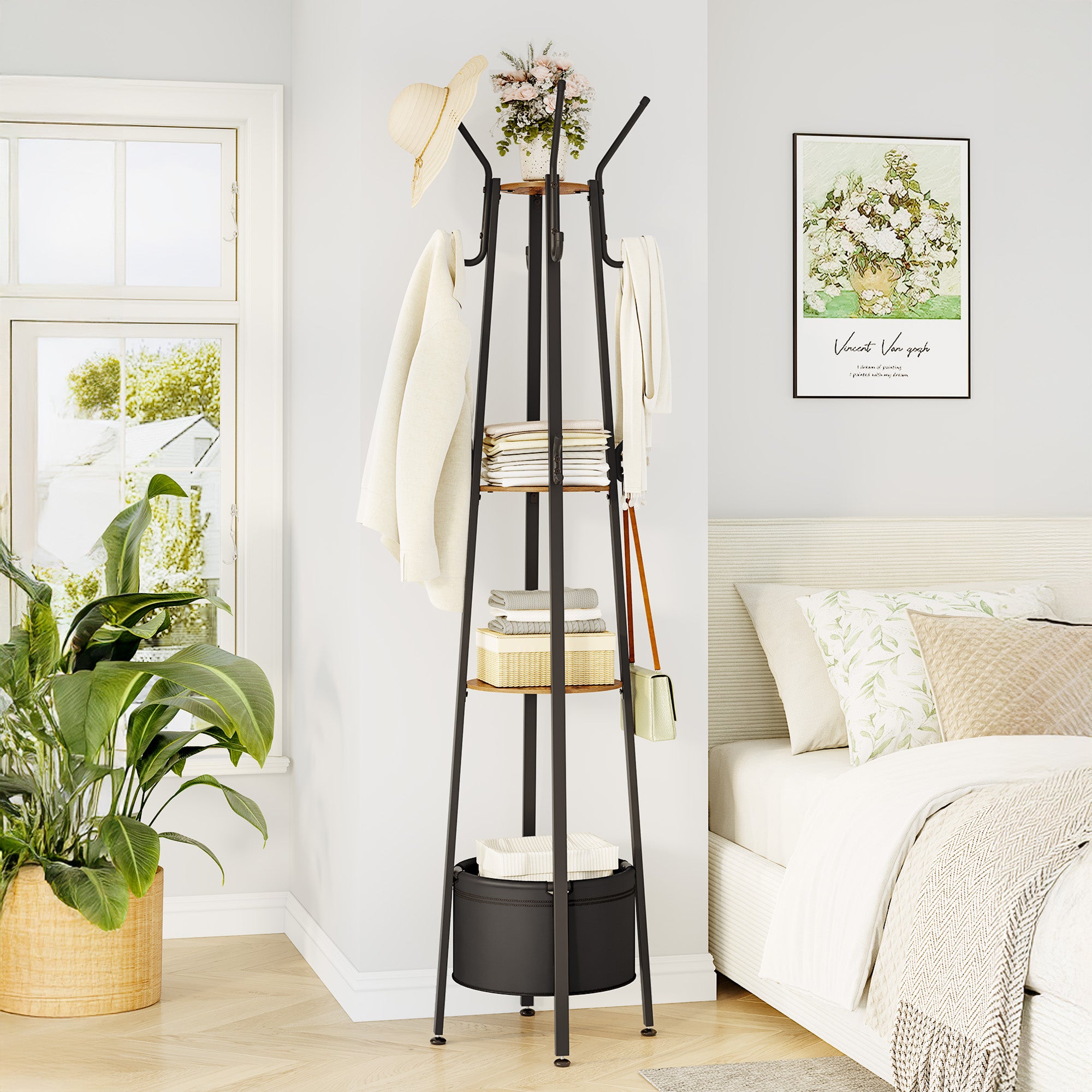 hzuaneri-living-room-kleiderst-nder-cr27301b-garderobe-braun-schwarz-16-haken image 2