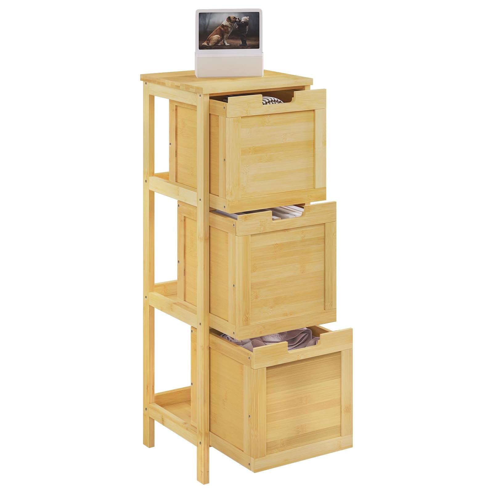 eugad-badschrank-bambus-badezimmerschrank-30x90x30-3-laden image 8