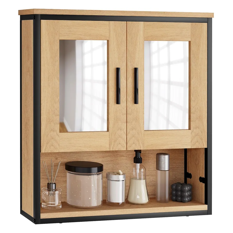 eugad-spiegelschrank-56x60x13-cm-helle-eiche-schwarz image 1