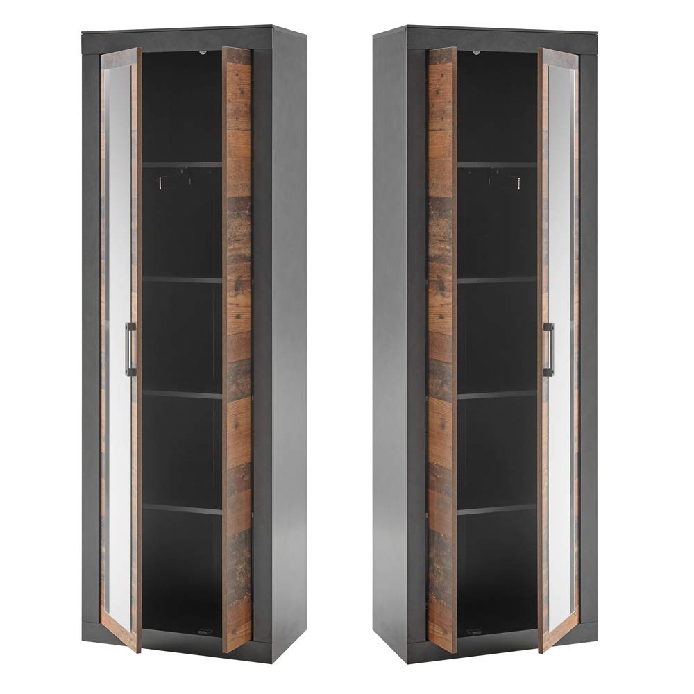 lomadox-flur-garderobenschrank-65x201x42-matera-anthrazit-spiegel image 2