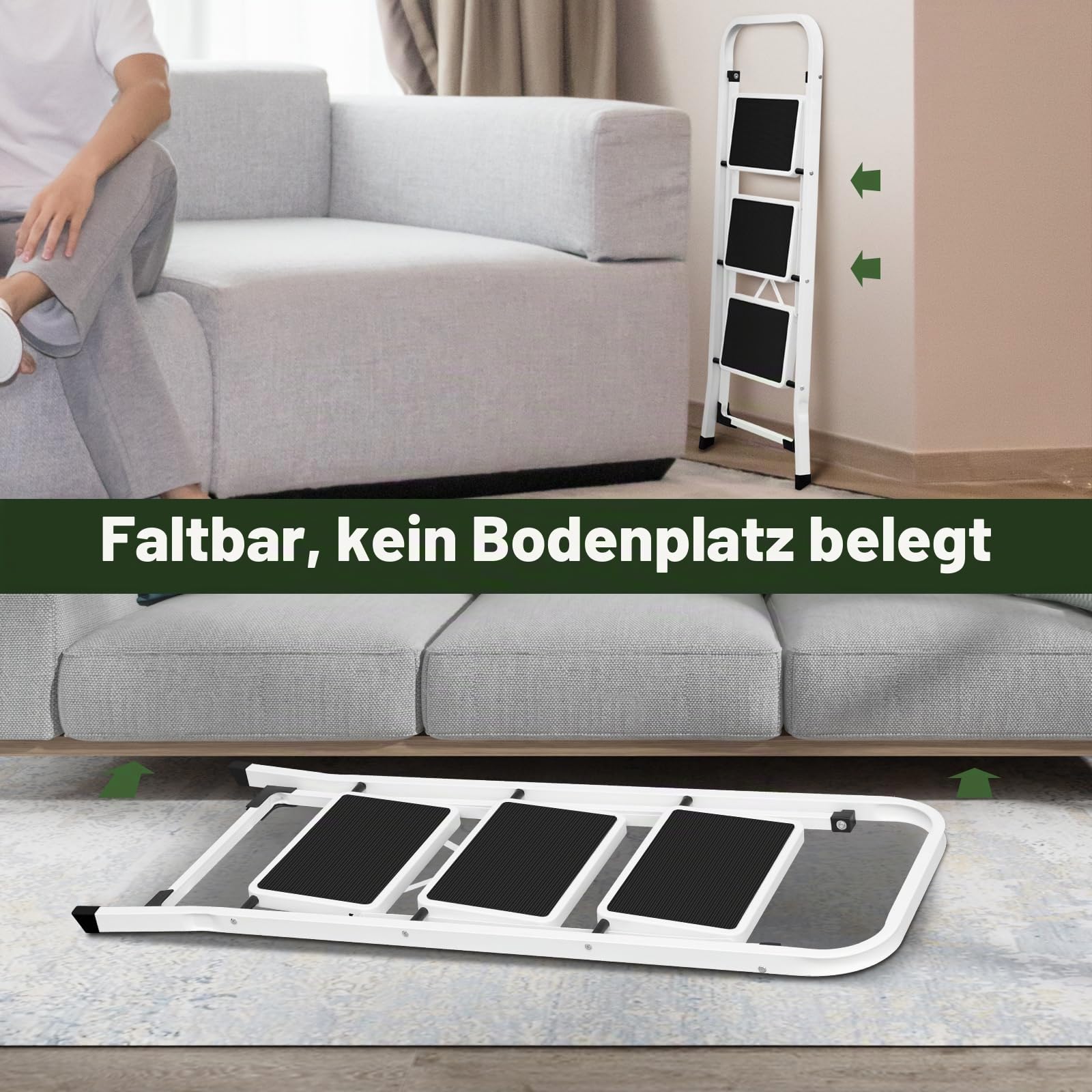 eugad-trittleiter-3-stufen-klappbar-stahl-schwarz-wei-150kg image 5
