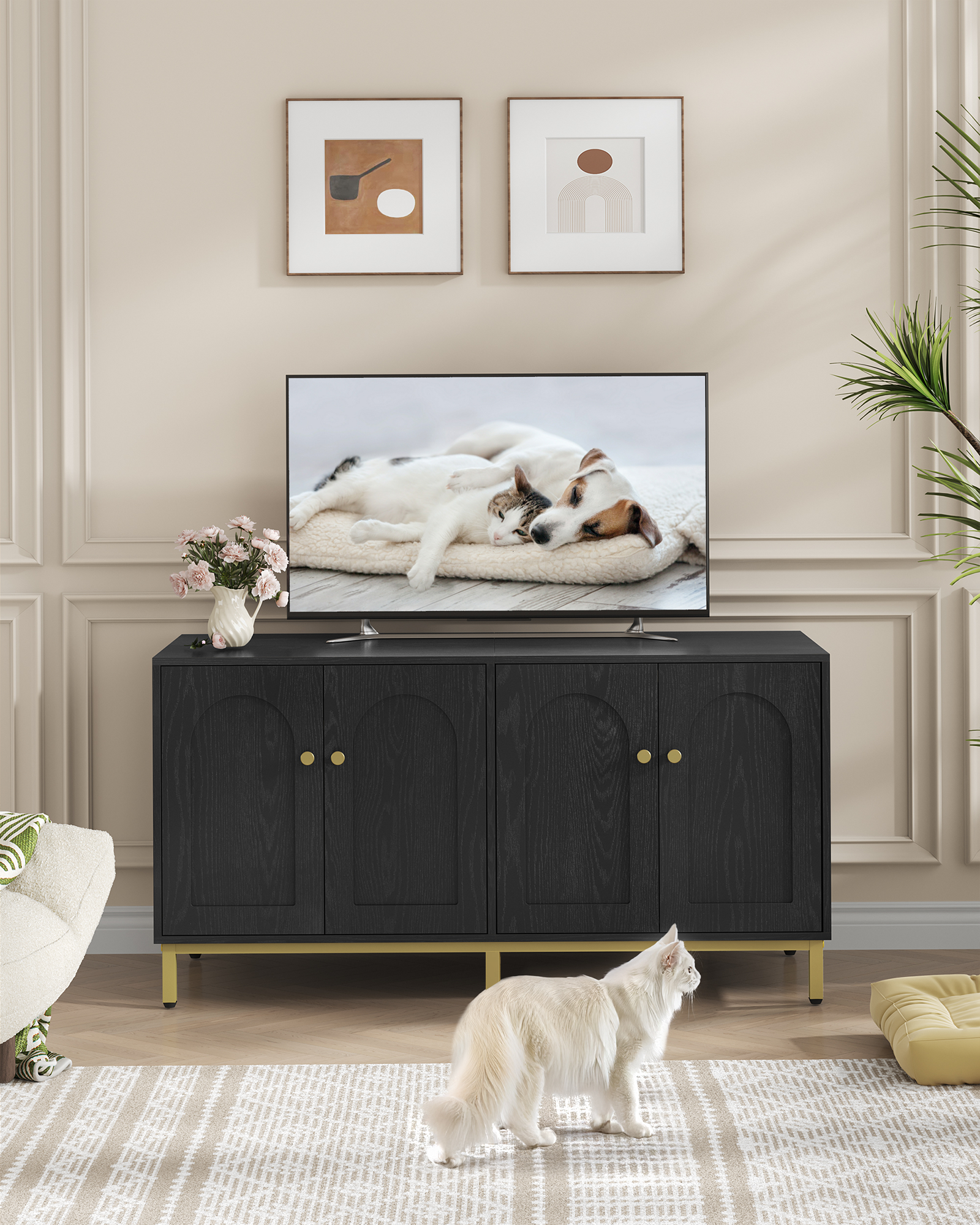 hzuaneri-pet-cb82304a-katzenschrank-schwarz-gold-119cm image 2