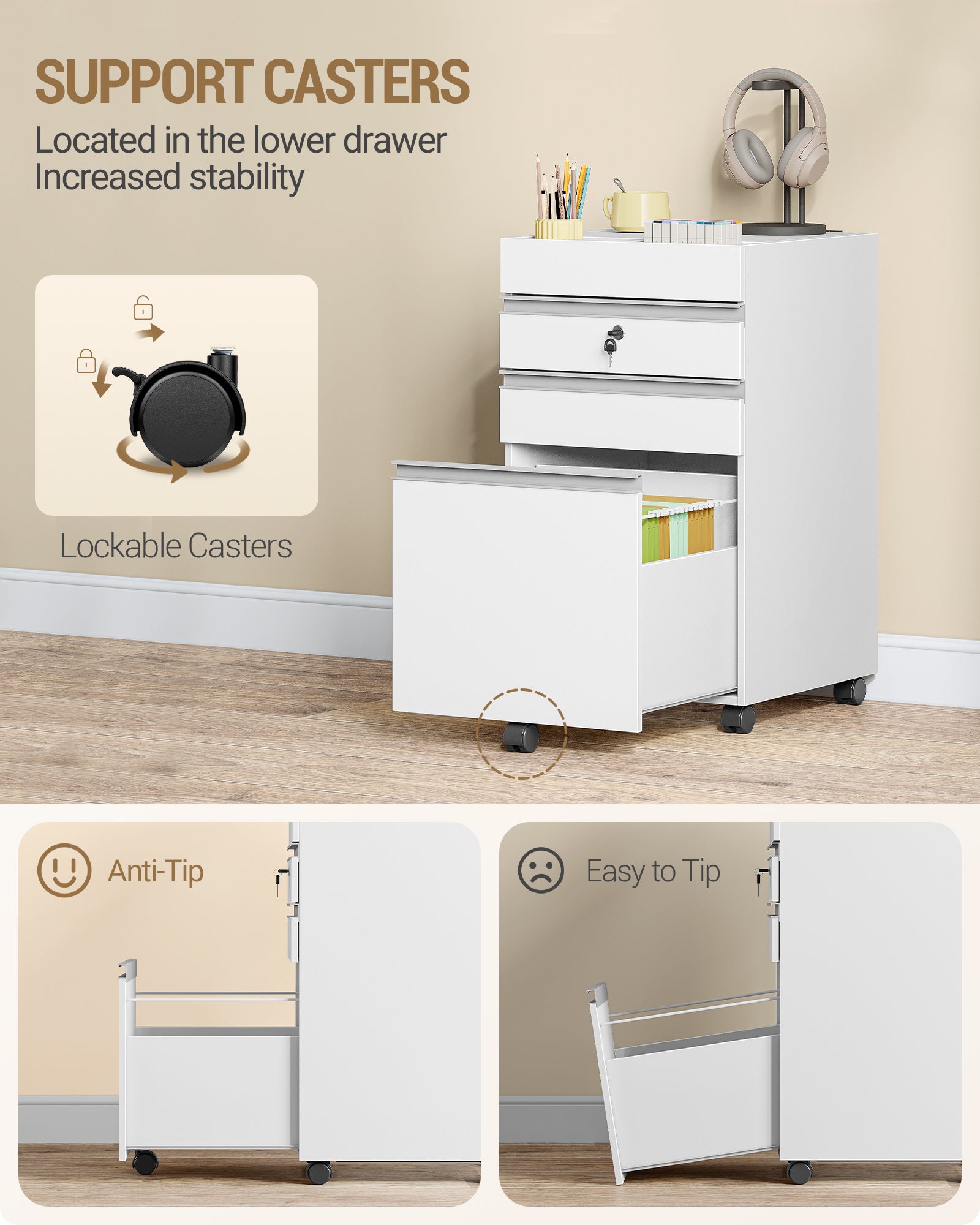 hzuaneri-fc41003x-rollcontainer-wei-abschlie-bar-a4-3-schubladen image 8