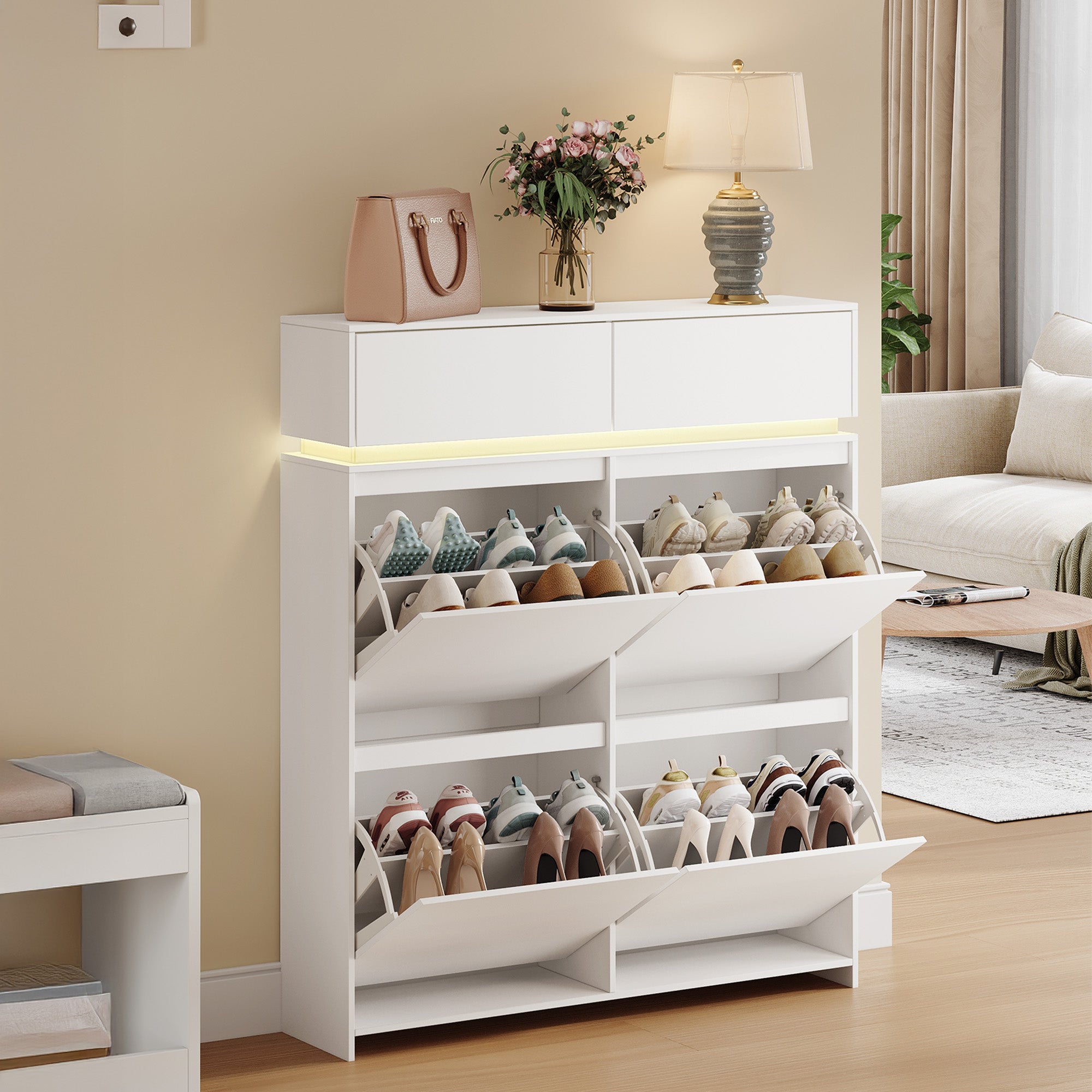 hzuaneri-sr53603x-schuhschrank-wei-led-20-paar-4-klappen image 3