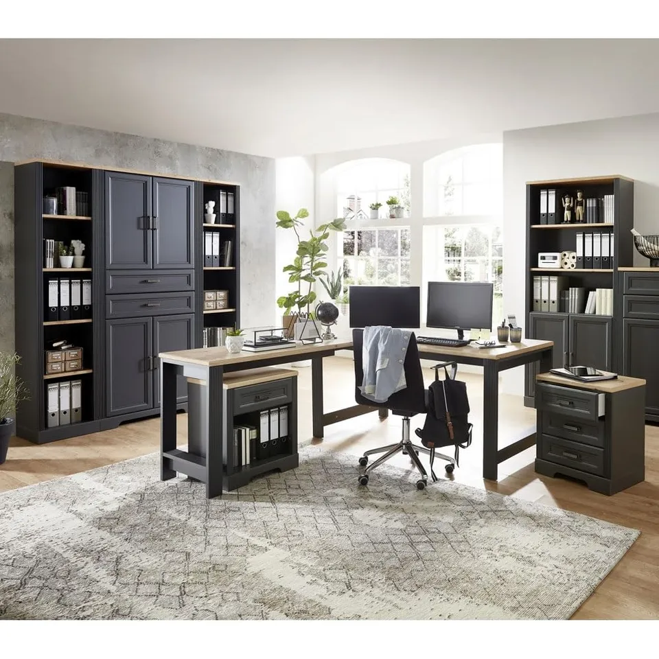 lomadox-b-ro-arbeitszimmer-set-graphit-schreibtisch-softclose image 1