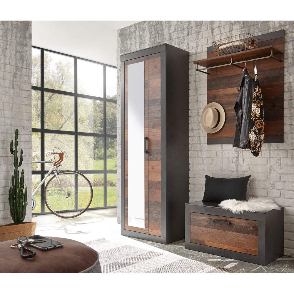 lomadox-flur-garderobenschrank-65x201x42-matera-anthrazit-spiegel image 5