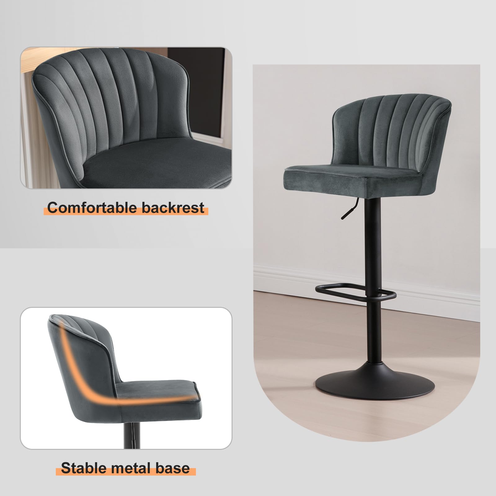 eugad-barhocker-h-henverstellbar-samt-dunkelgrau-2er-set-1056by-2 image 5