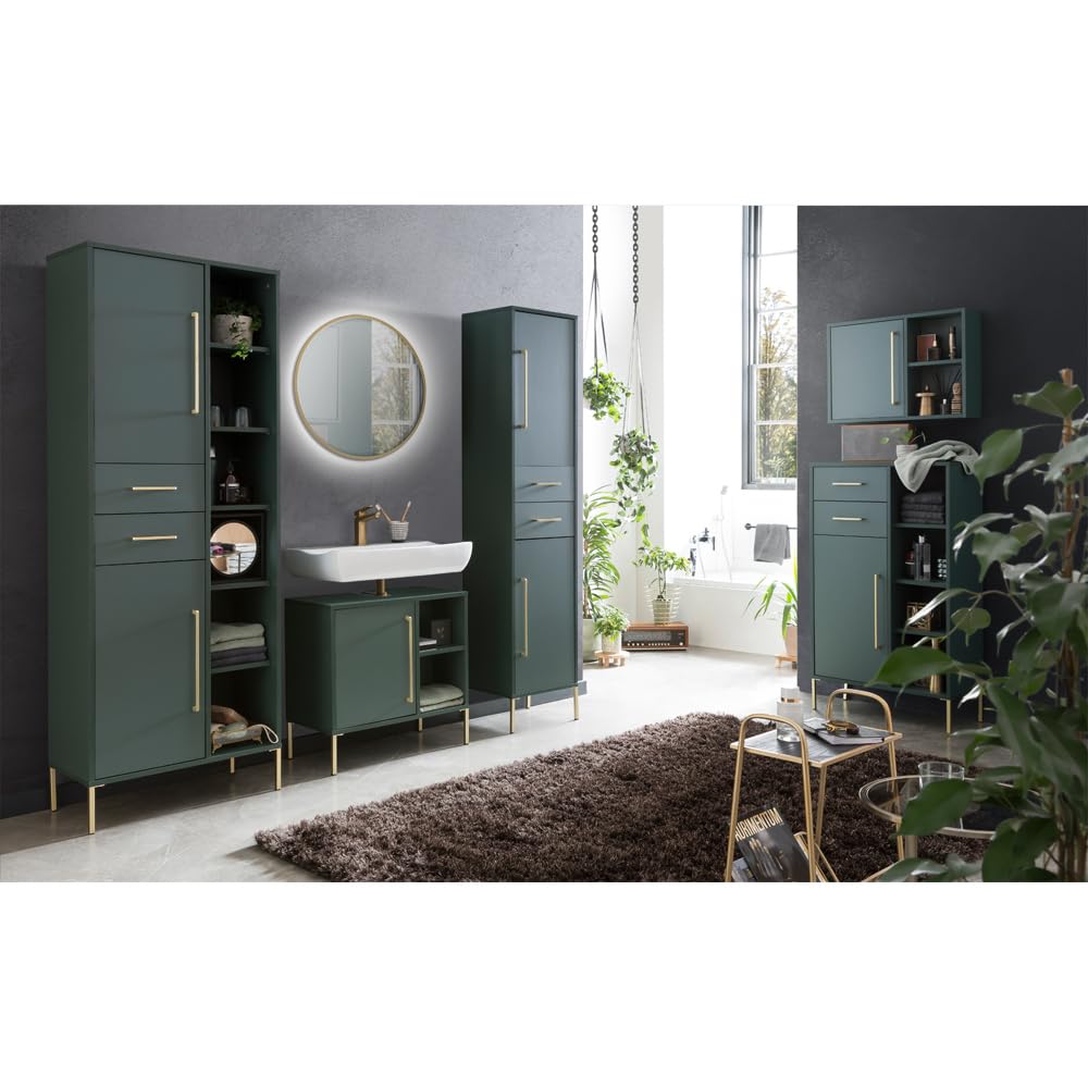 lomadox-badezimmer-set-waldgr-n-80-cm-spiegel-led image 1