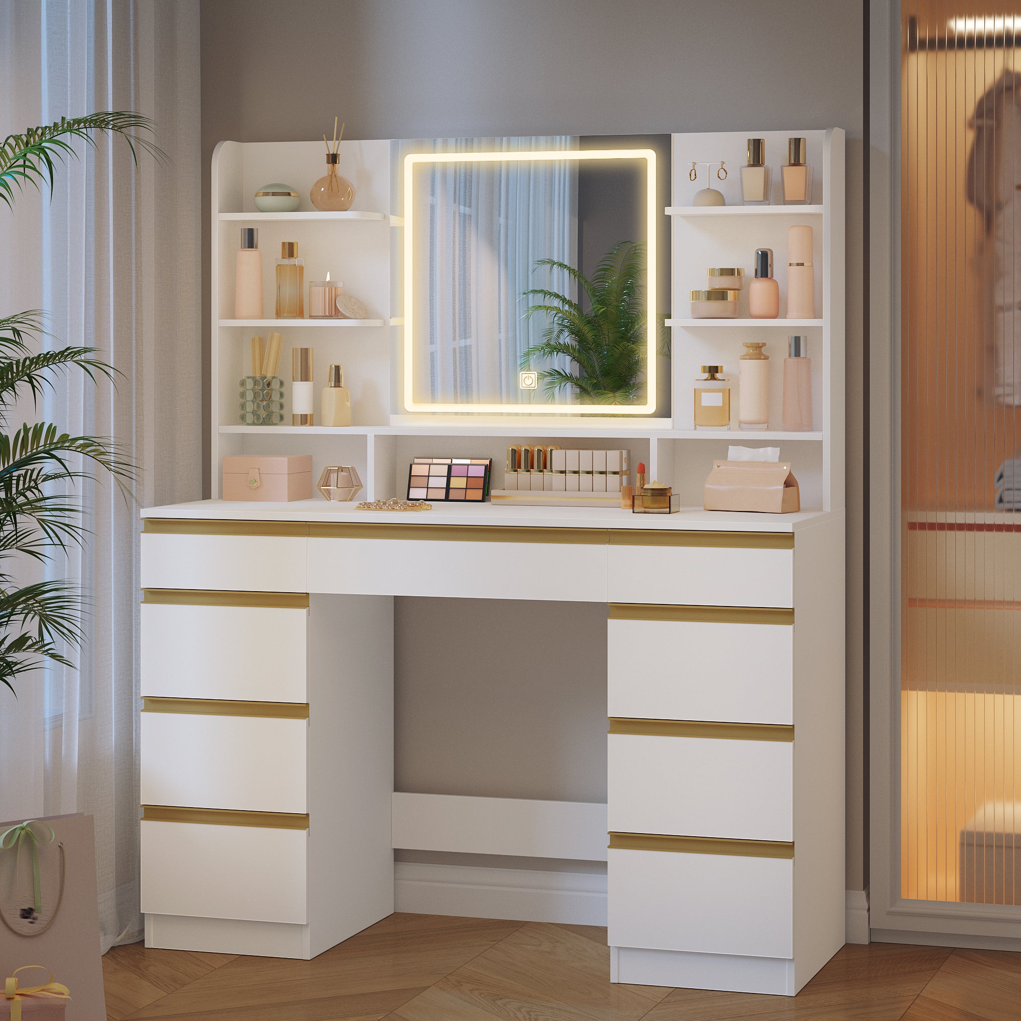 hzuaneri-bedroom-schminktisch-wei-led-9-schubladen image 3