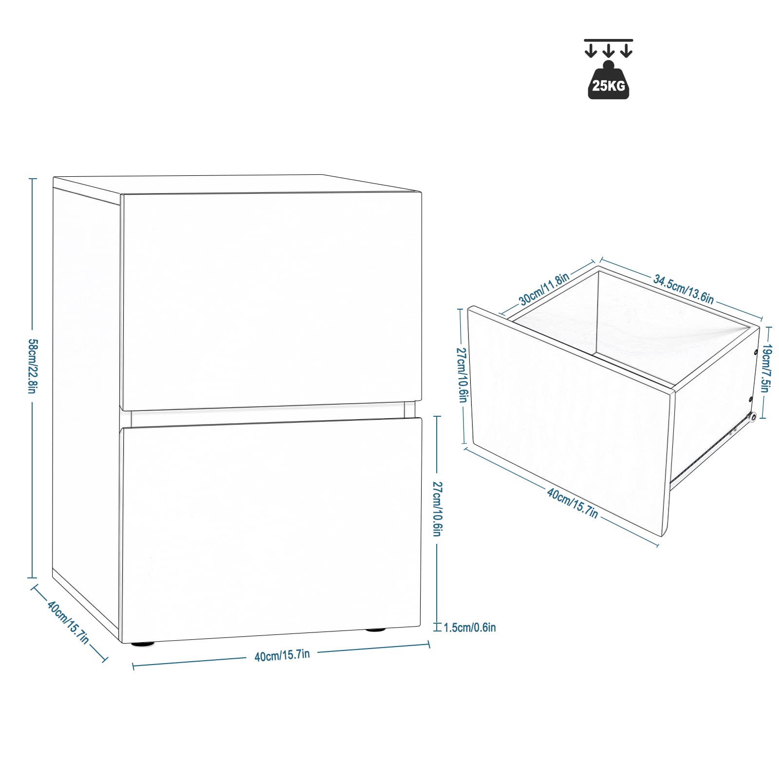 eugad-nachttisch-wei-hochglanz-40x40x58-2-schubladen image 3