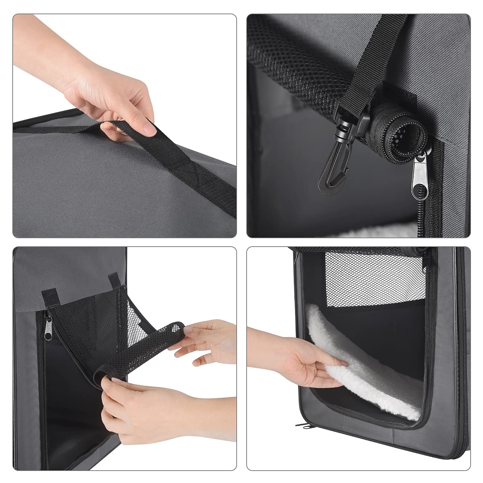 eugad-hundebox-faltbar-grau-61x46x51-katze-hund image 6