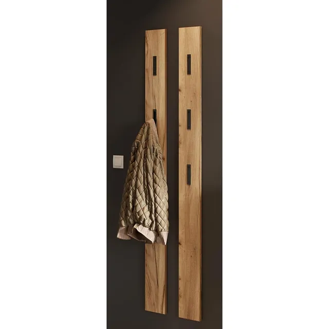 lomadox-flur-garderobenpaneel-2er-set-eiche-klapphaken-schmal image 1