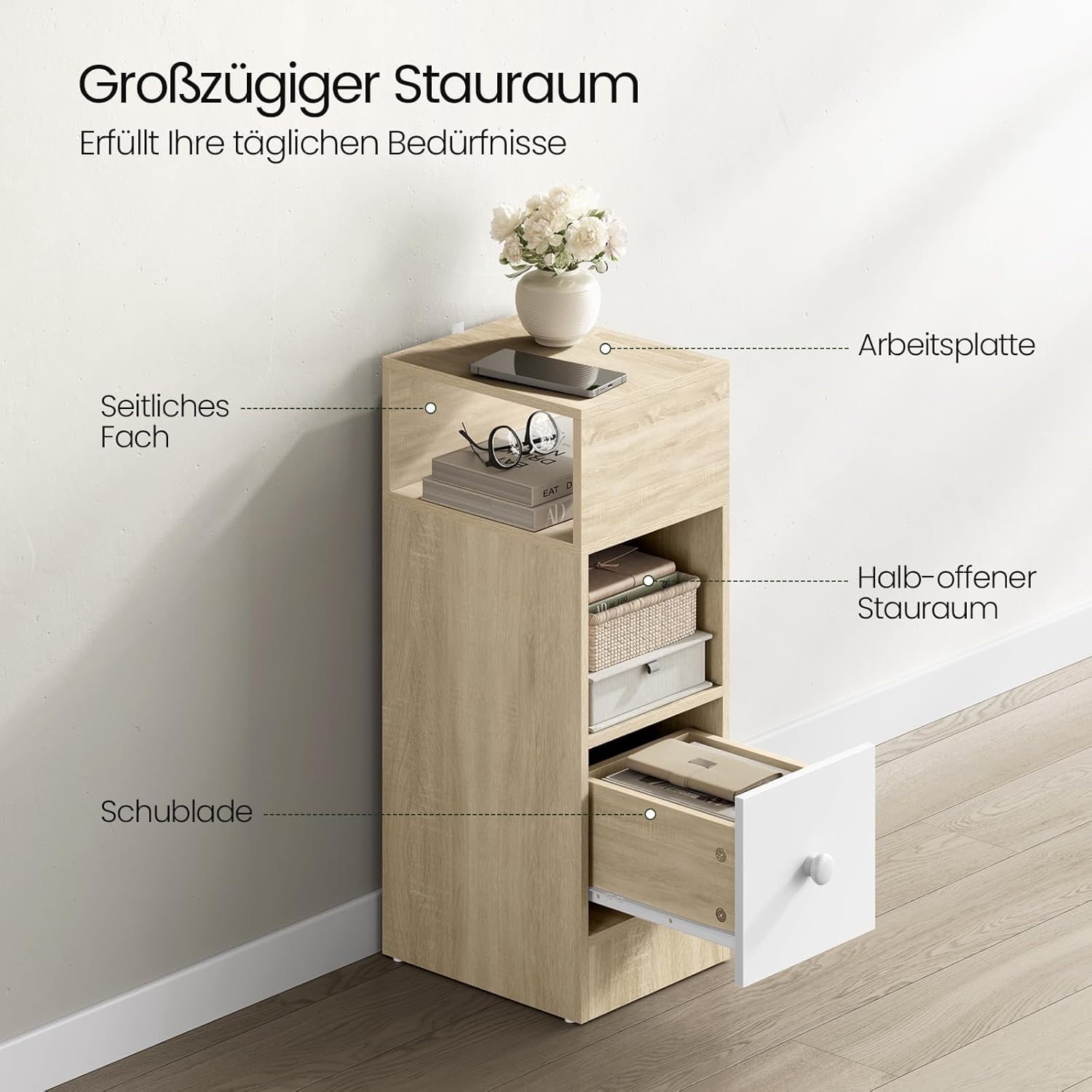 eugad-nachttisch-2er-set-hell-eiche-schmal-mit-schublade-holz image 5