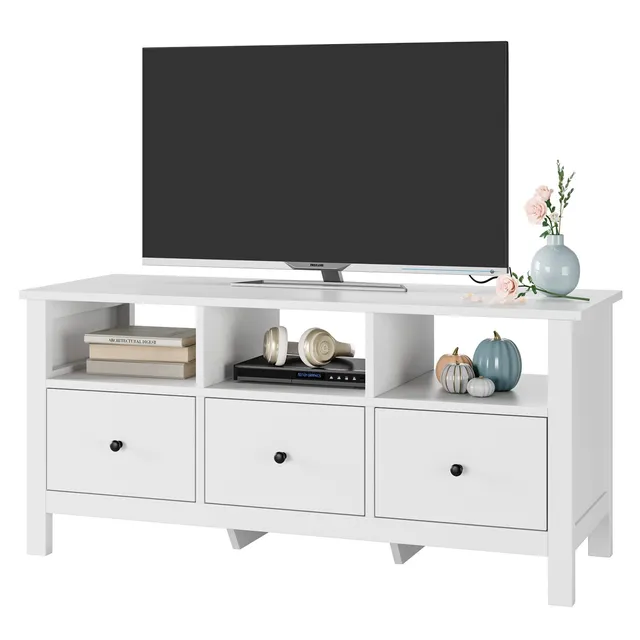 forehill-tv-cabinet-lowboard-tv-schrank-wei-mit-schubladen image 1