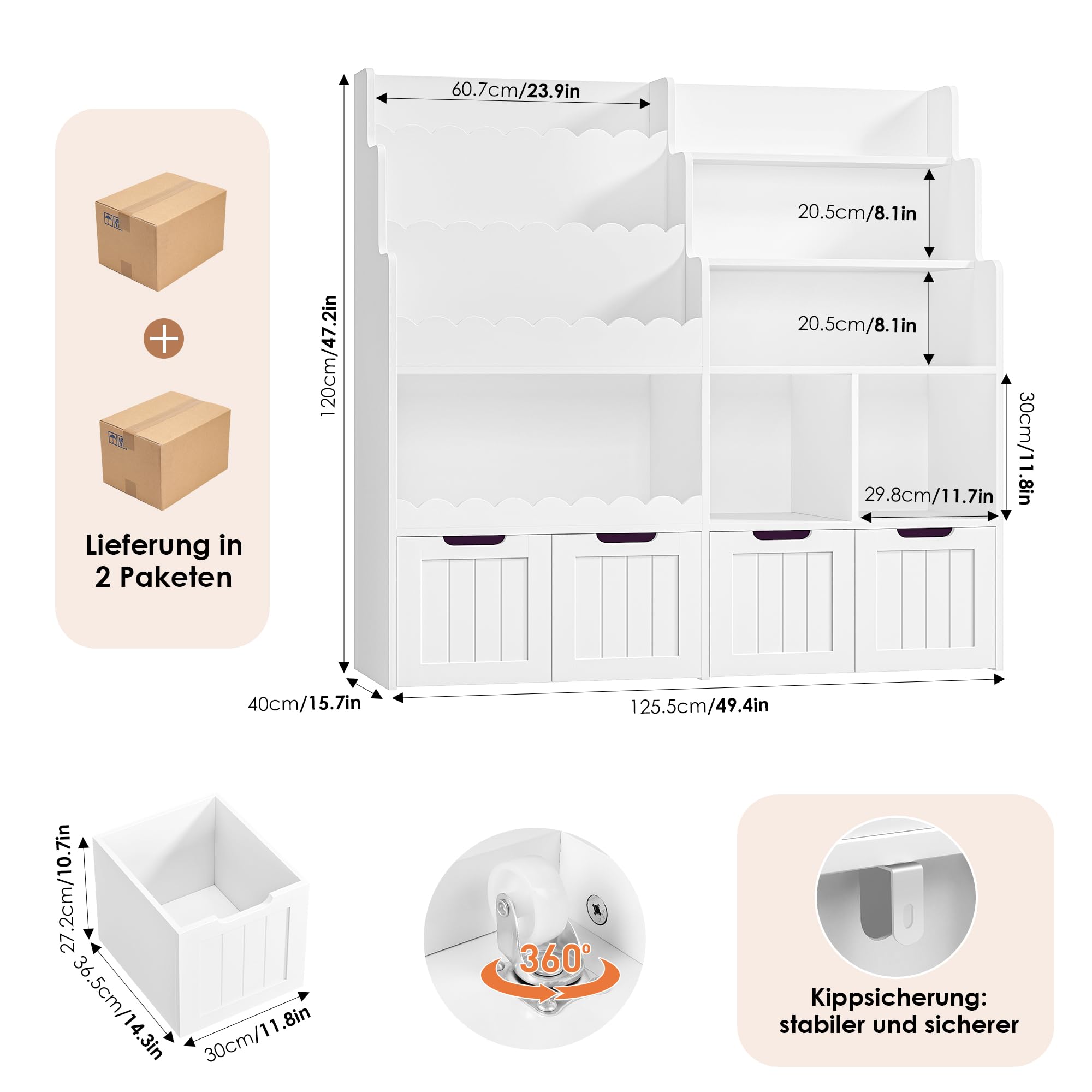 forehill-children-s-room-kinderregal-wei-mit-4-boxen image 3