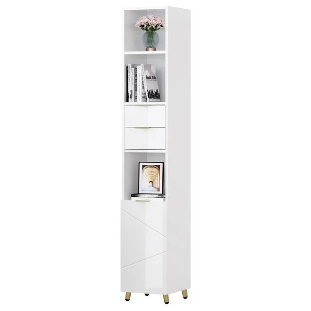 eugad-hochschrank-wei-hochglanz-30x160-cm-badschrank-schmal image 1