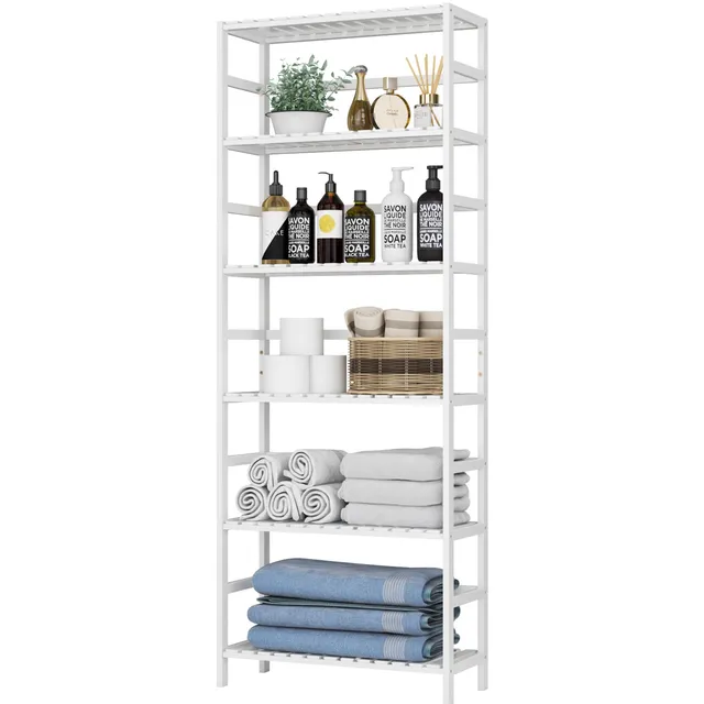 forehill-bathroom-shelf-badregal-6-ablagen-wei-bambus-161-cm image 1