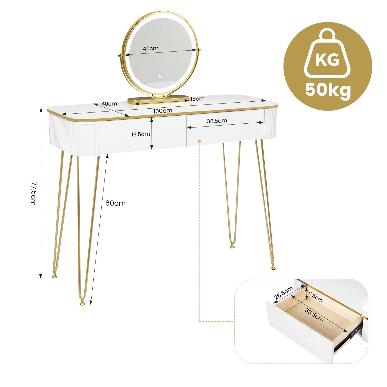 eugad-schminktisch-mit-led-spiegel-wei-100-cm-dimmbar image 4