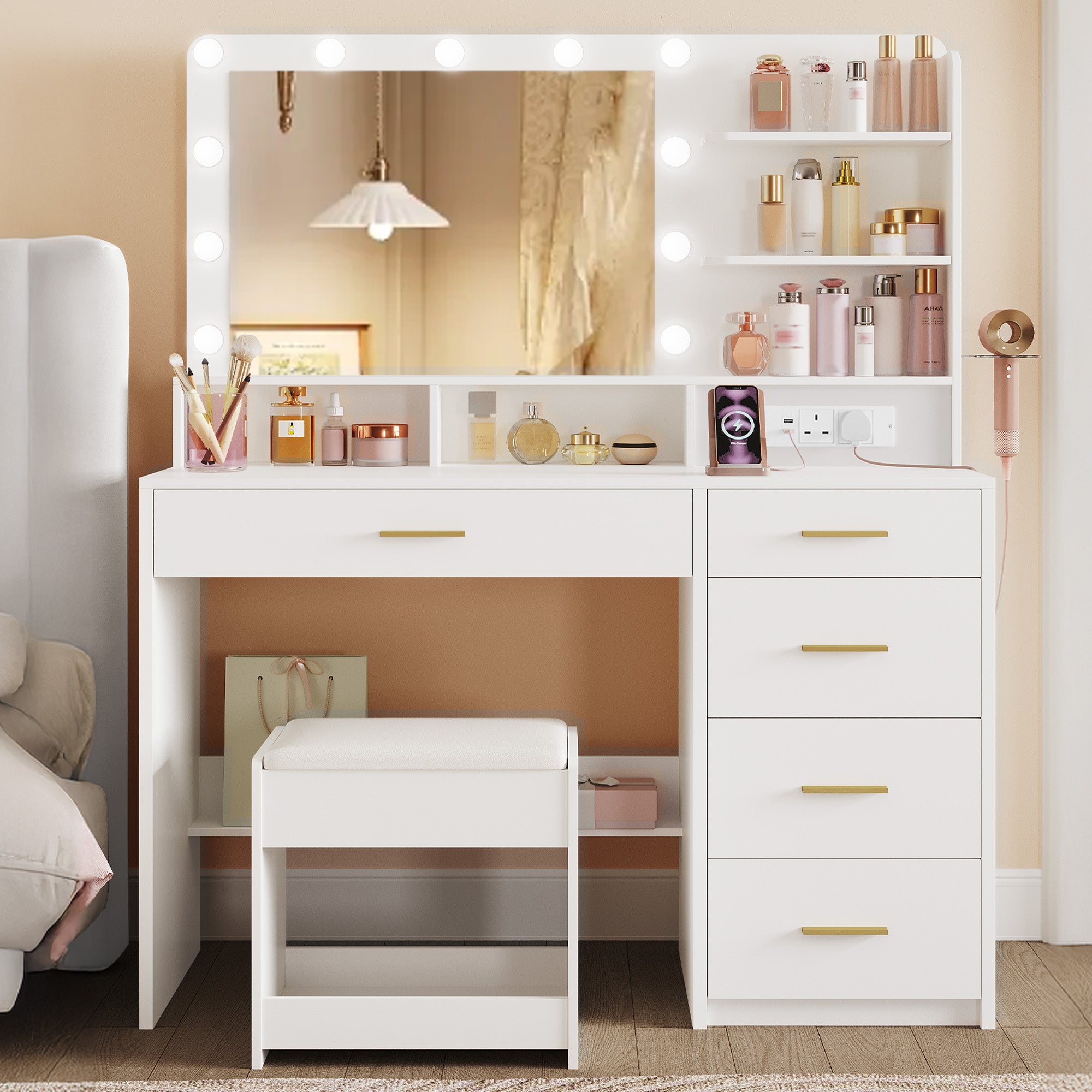 hzuaneri-bedroom-schminktisch-wei-108cm-led-spiegel-hocker image 2