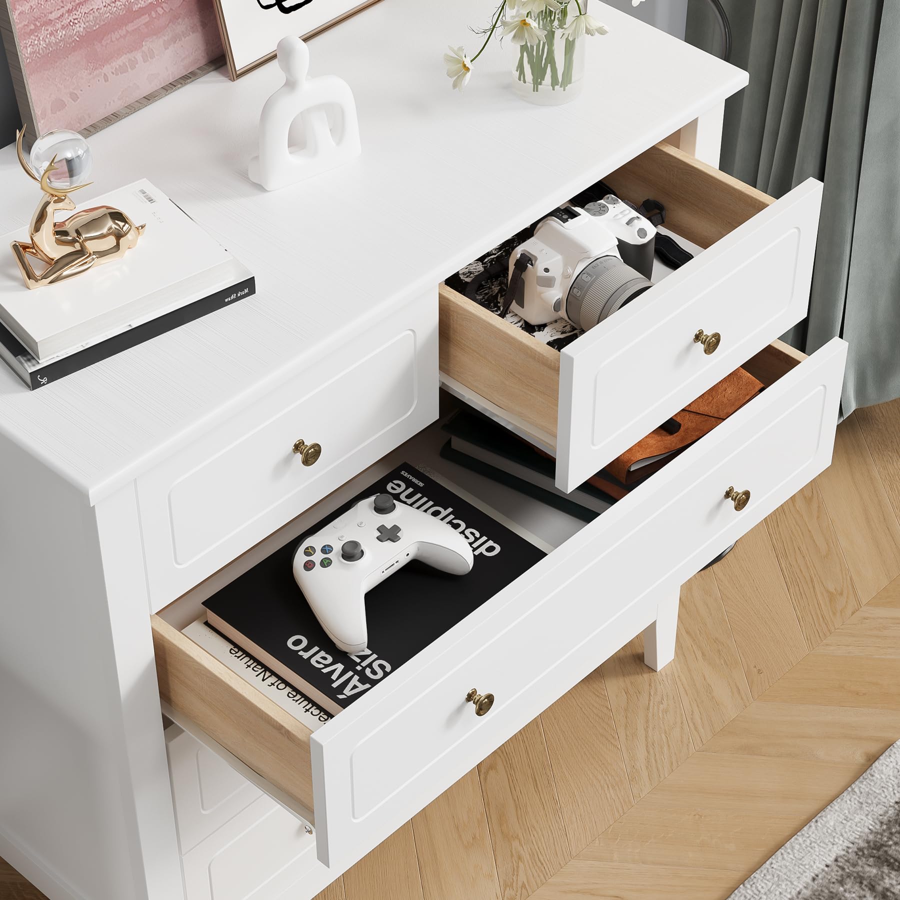 forehill-kommode-wei-80x40x80cm-5-schubladen-mdf-sideboard image 6
