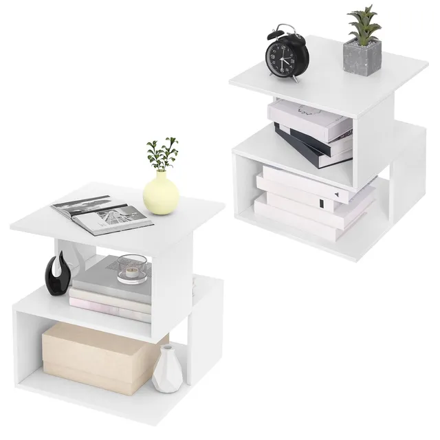 eugad-wohnaccessoires-nachttisch-wei-2er-set-40x43-5x40-2-ablagen image 1