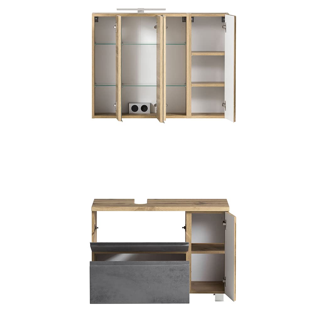 lomadox-badezimmer-waschplatz-set-hochschrank-wotan-eiche-beton image 3