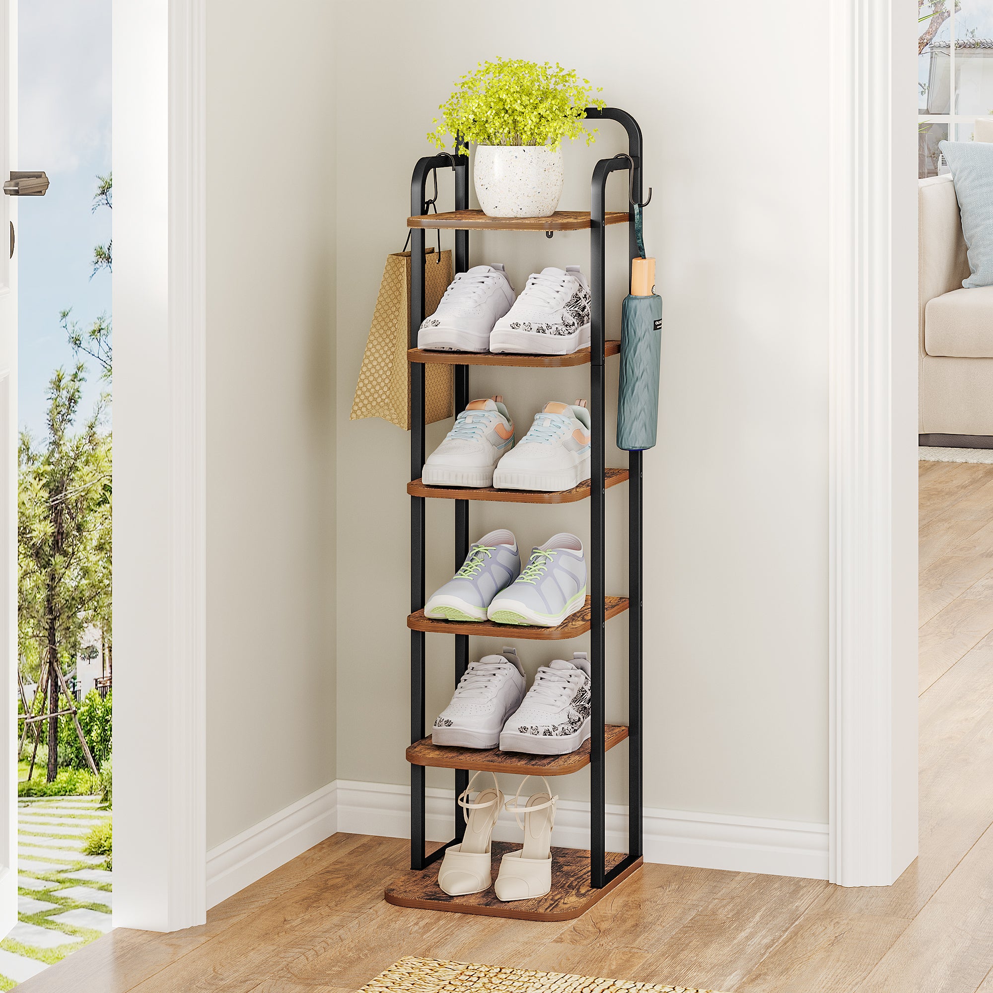 hzuaneri-living-room-schuhregal-rustic-brown-6-ebenen-101cm image 1