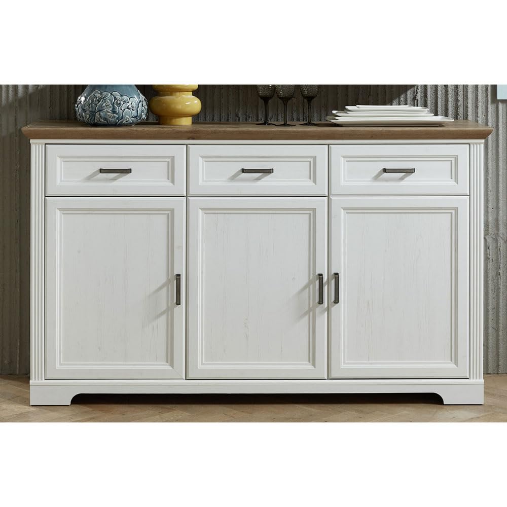 lomadox-esszimmer-sideboard-spiegel-set-pinie-wei-166-cm image 3