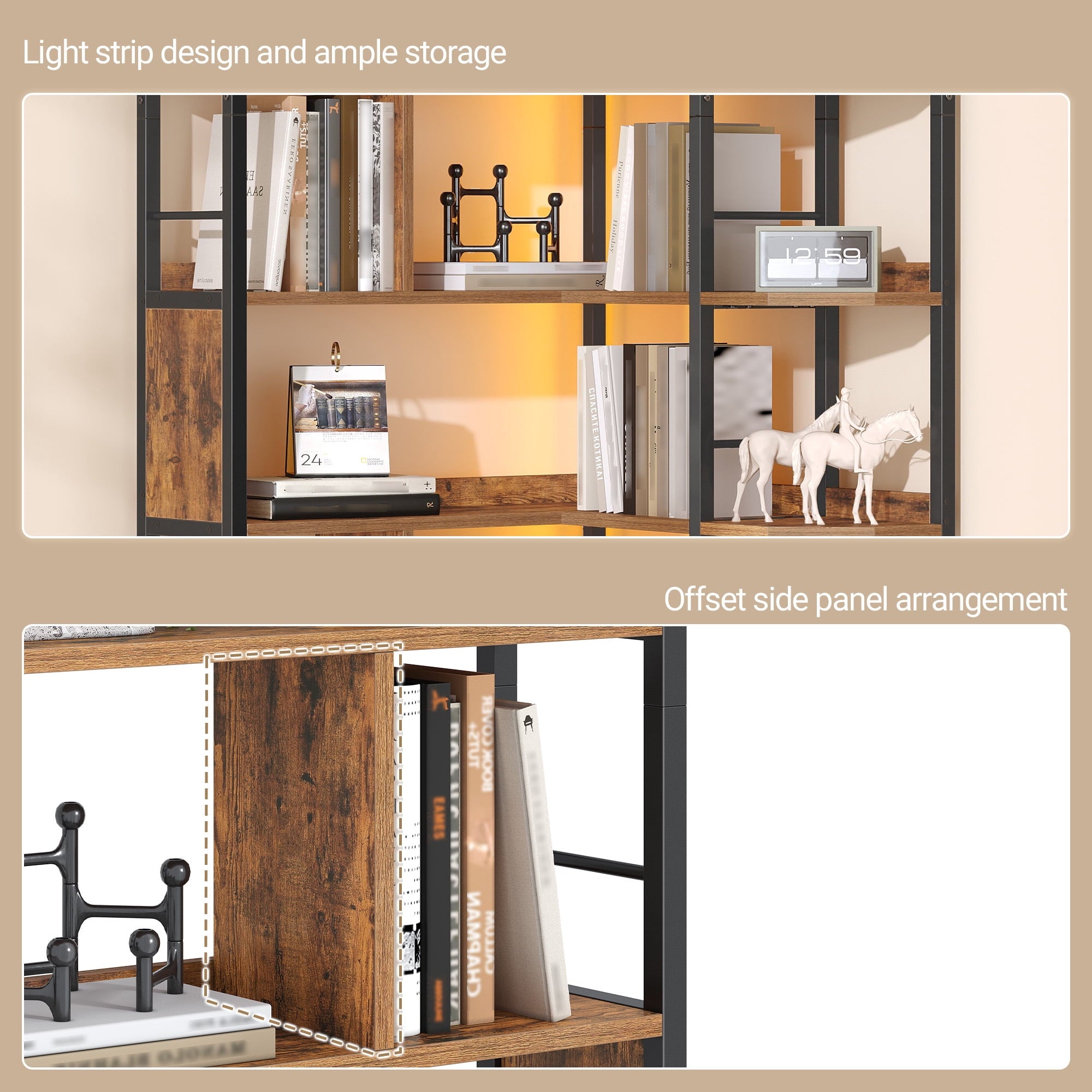 hzuaneri-living-room-eckregal-mit-led-5-ebenen-braun image 5