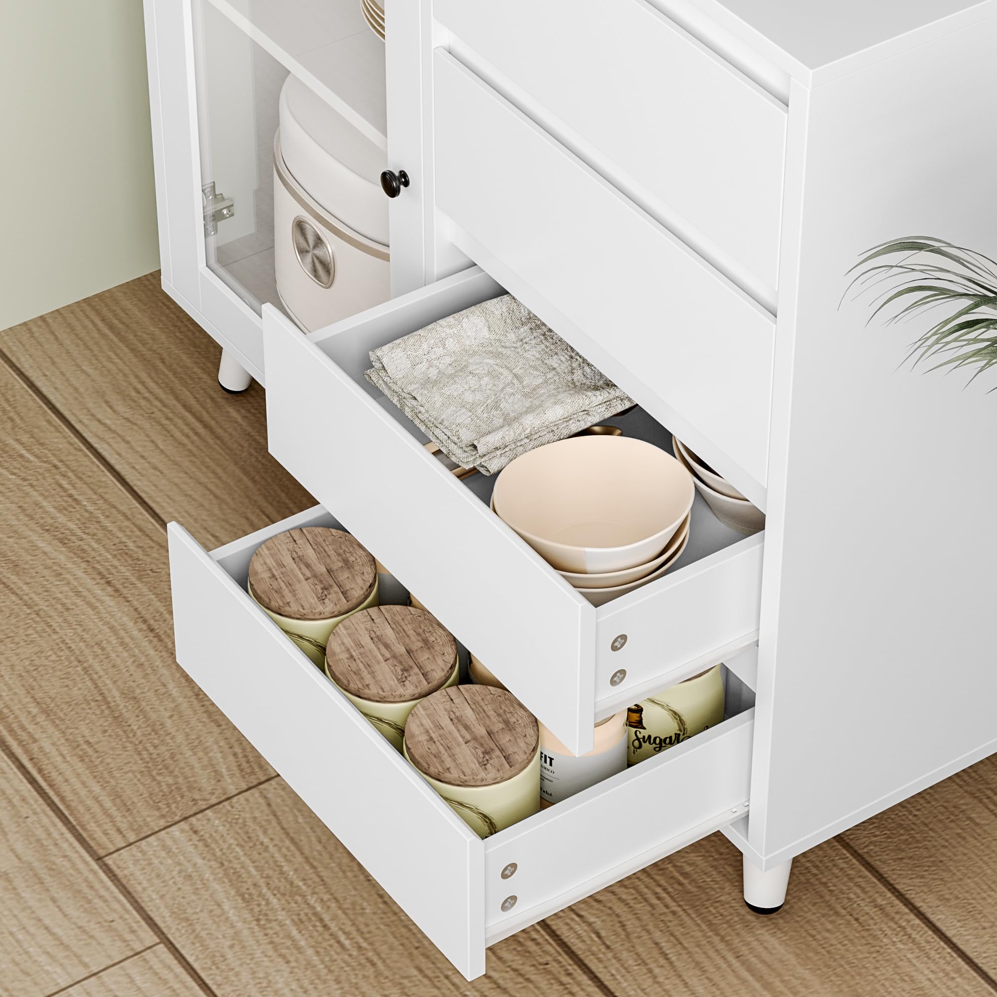 forehill-k-chenschrank-180cm-wei-buffet-4-schubladen-glas image 7