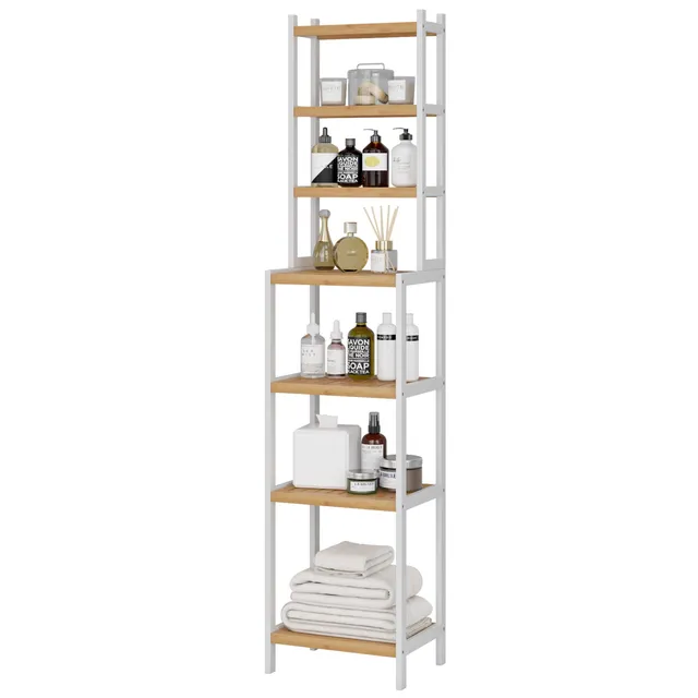 forehill-bathroom-shelf-badregal-bambus-7-ablagen-teilbar image 1