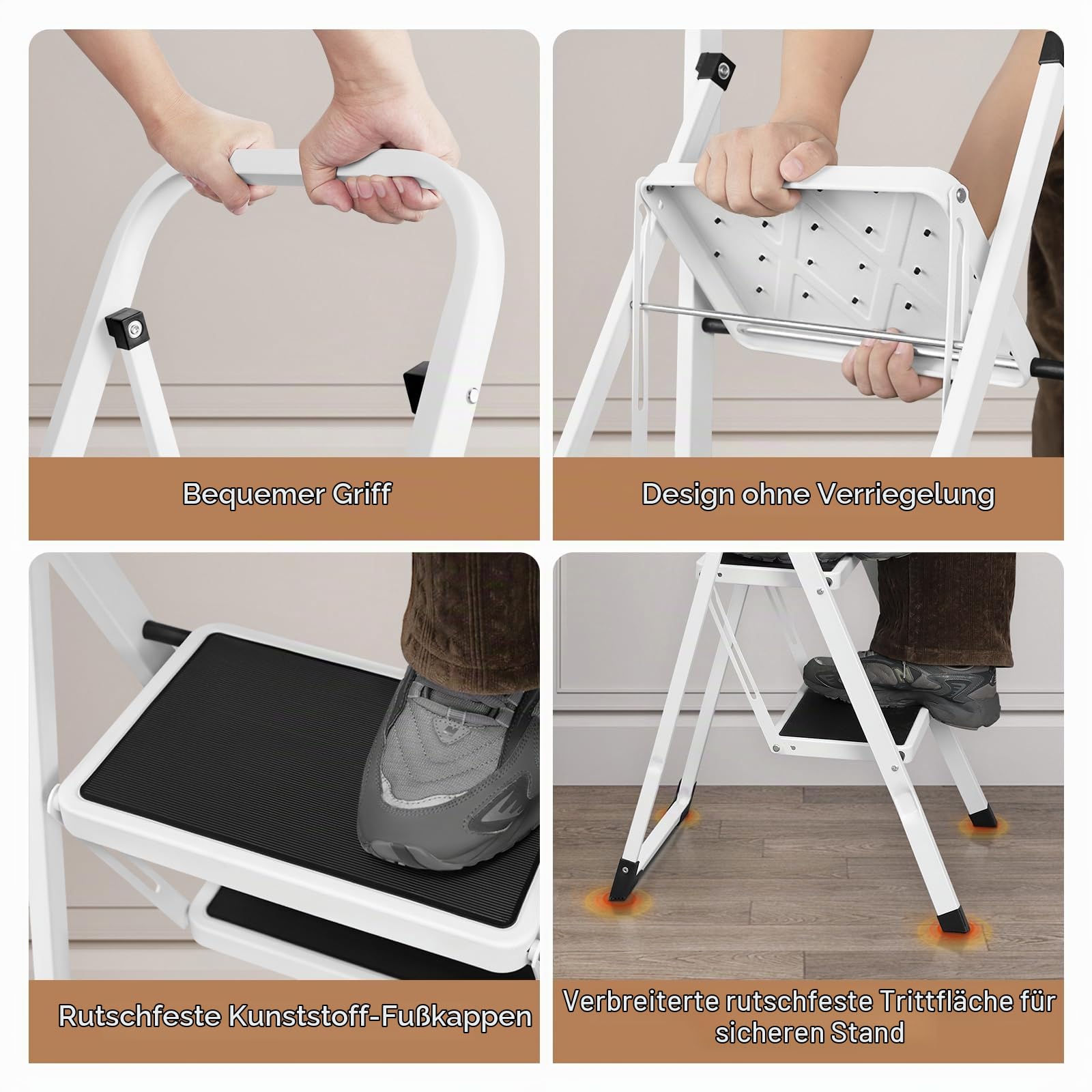 eugad-trittleiter-2-stufen-klappbar-stahl-schwarz-wei-150kg image 5
