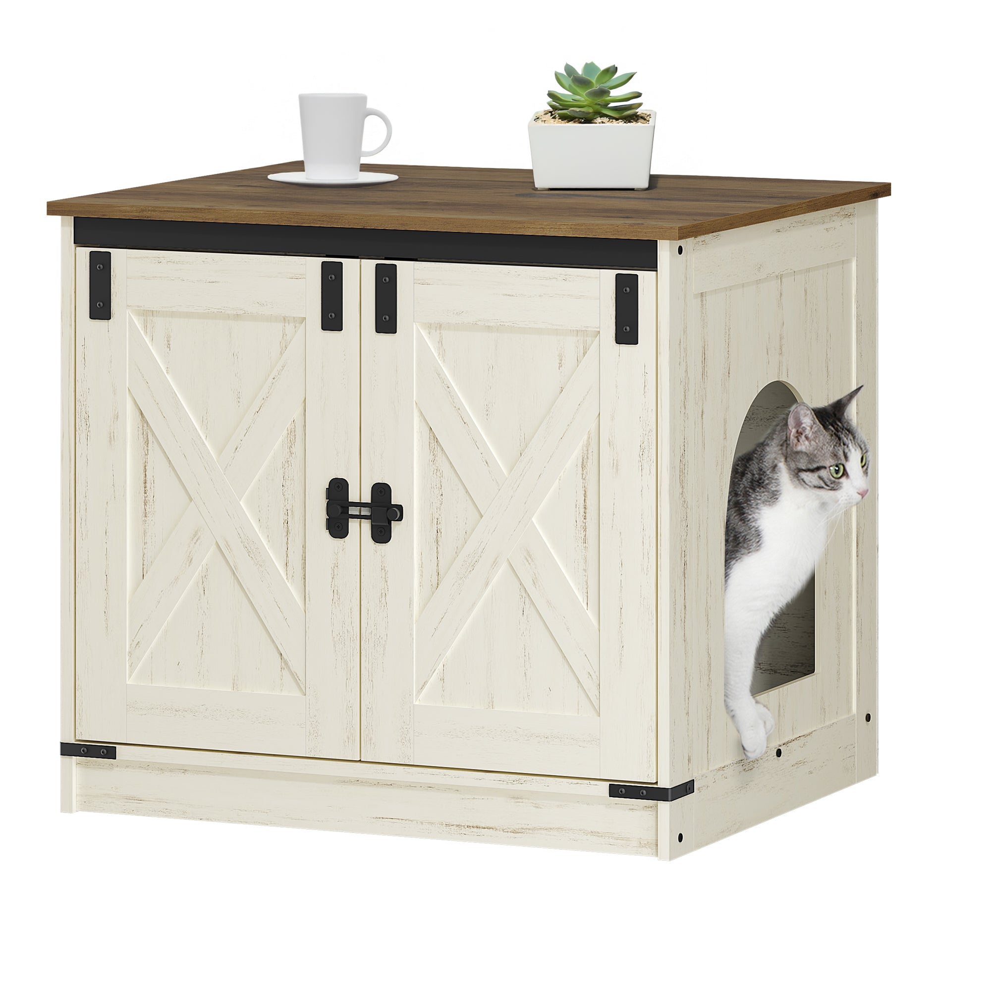 hzuaneri-pet-cb84514x-katzenklo-schrank-rustic-brown-wei-60cm image 1