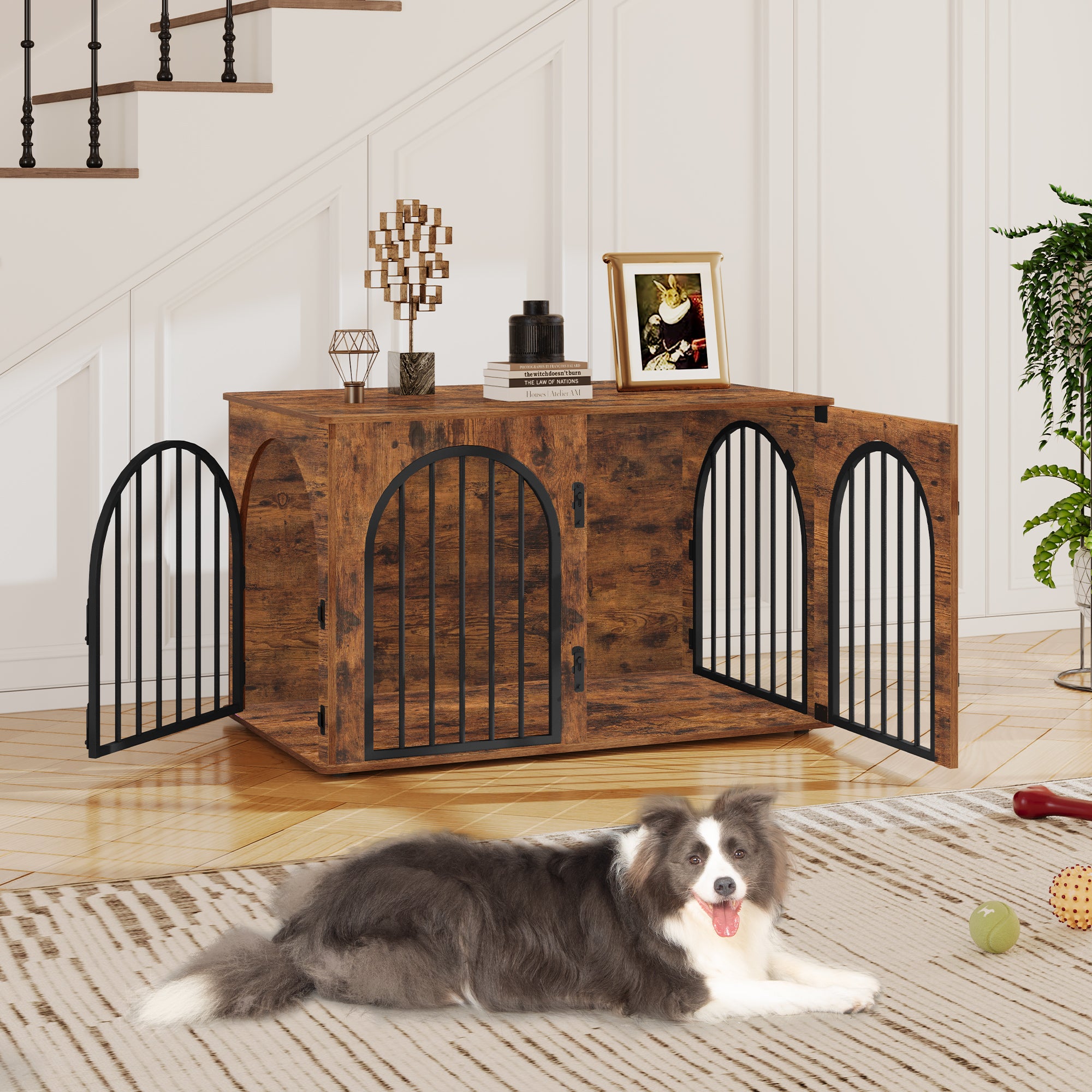 hzuaneri-pet-hundebox-holz-100cm-rustikal-braun-beistelltisch image 5