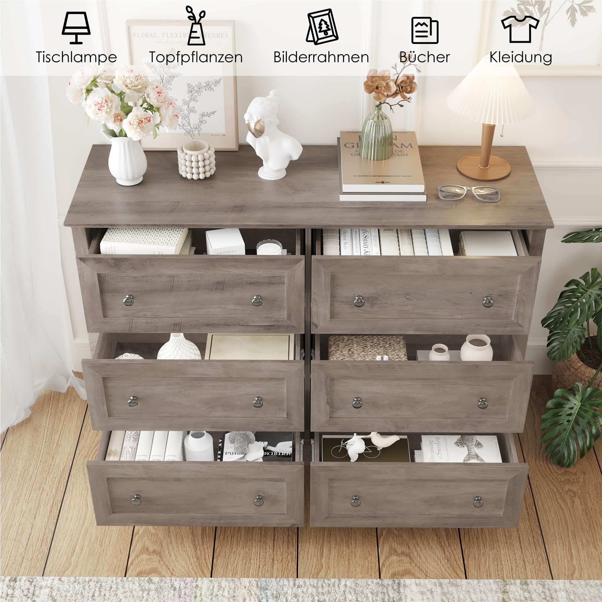 forehill-kommode-120cm-6-schubladen-holz-sideboard-antik image 4