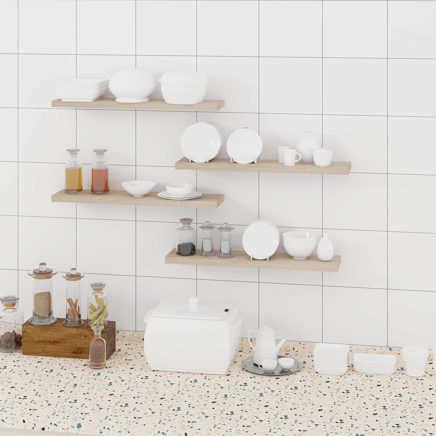 eugad-wandregal-80-cm-eiche-4er-set-mdf-schweberegal image 4
