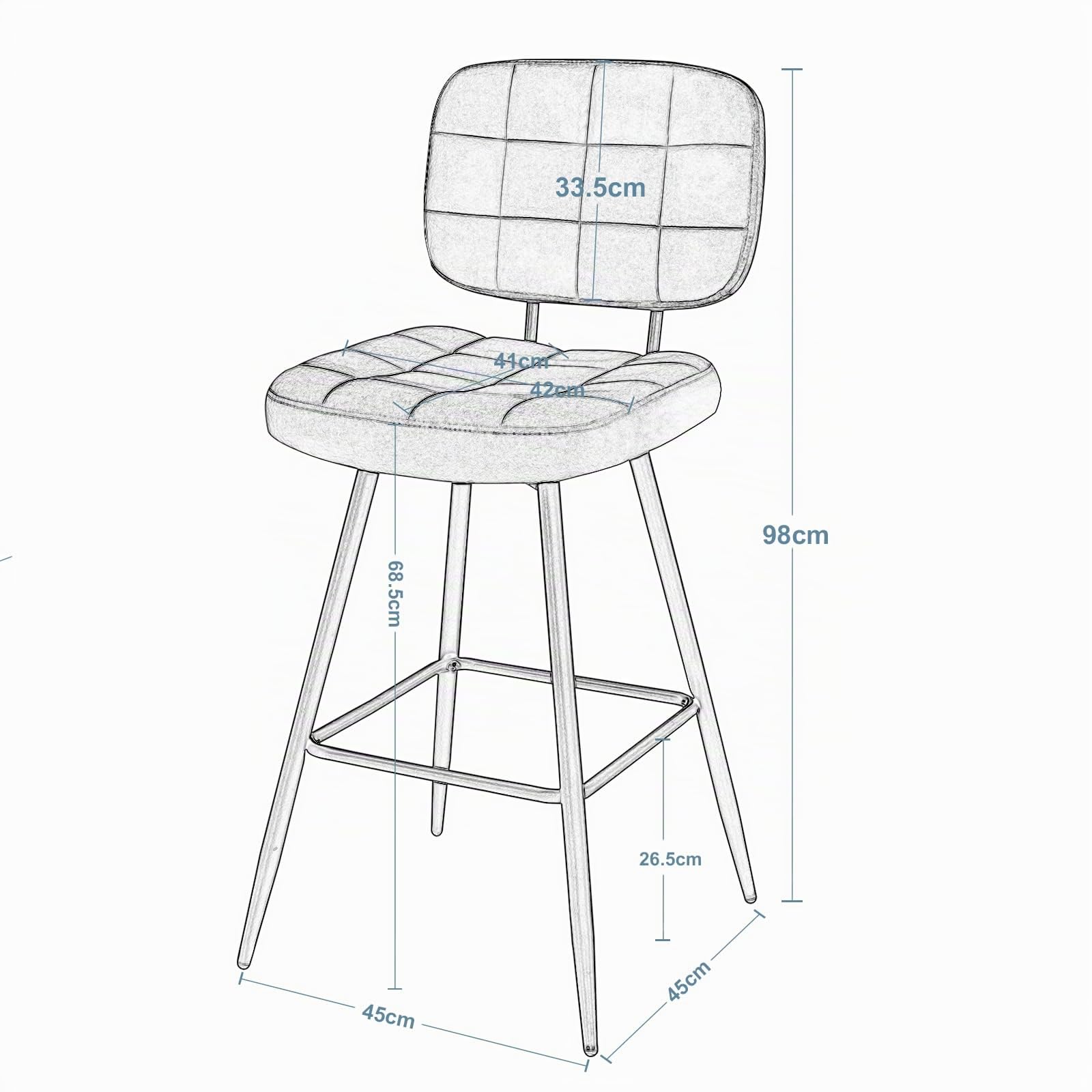 eugad-hocker-barhocker-samt-schwarz-68-5cm-1042by-1 image 3