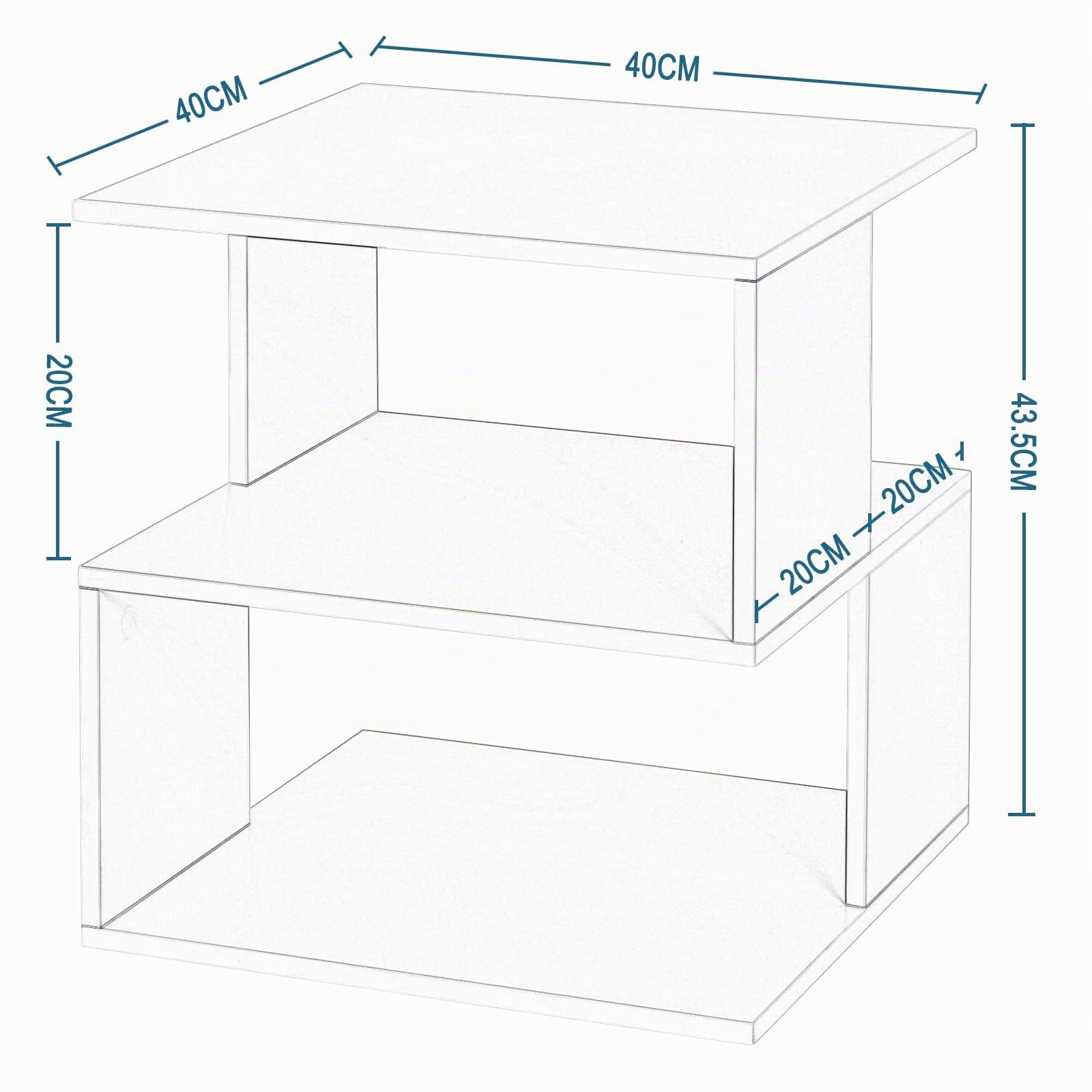 eugad-wohnaccessoires-nachttisch-wei-2er-set-40x43-5x40-2-ablagen image 3