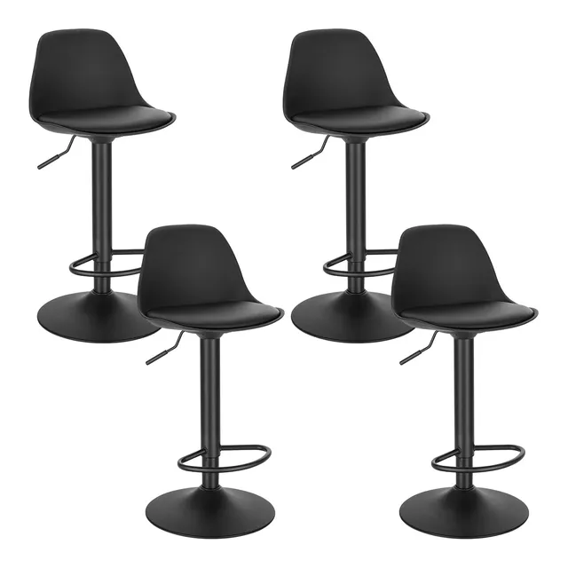 eugad-barhocker-schwarz-kunstleder-4er-set-h-henverstellbar image 1