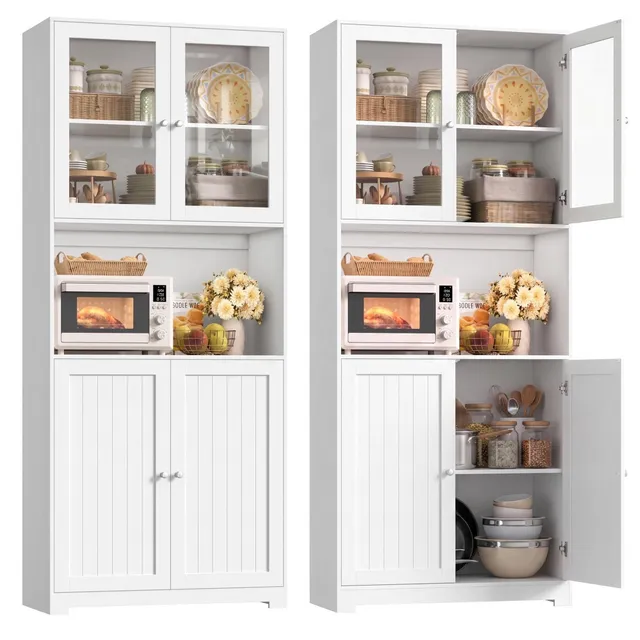 forehill-k-chenschrank-198cm-buffetschrank-vitrine-wei-80cm image 1